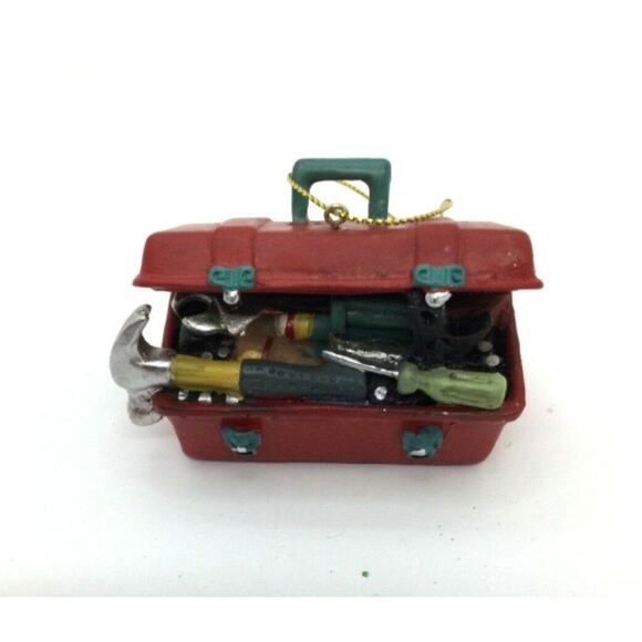 Red Tool Box Christmas Tree Ornament Carpenter Builder Woodworker Handyman - Picture 3 of 6
